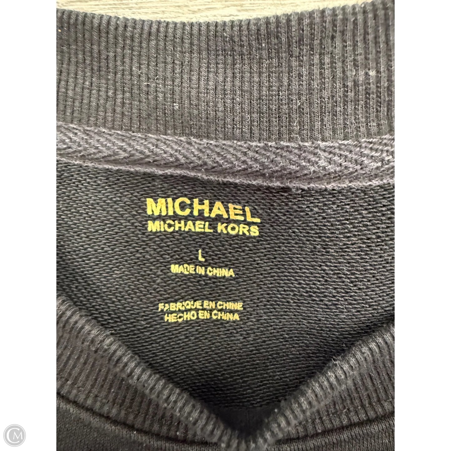 Sweatshirt Designer By Michael By Michael Kors In Black & Gold, Size: L