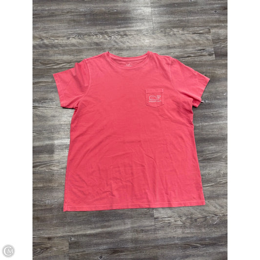 Top Short Sleeve By Vineyard Vines In Pink & White, Size: Xl