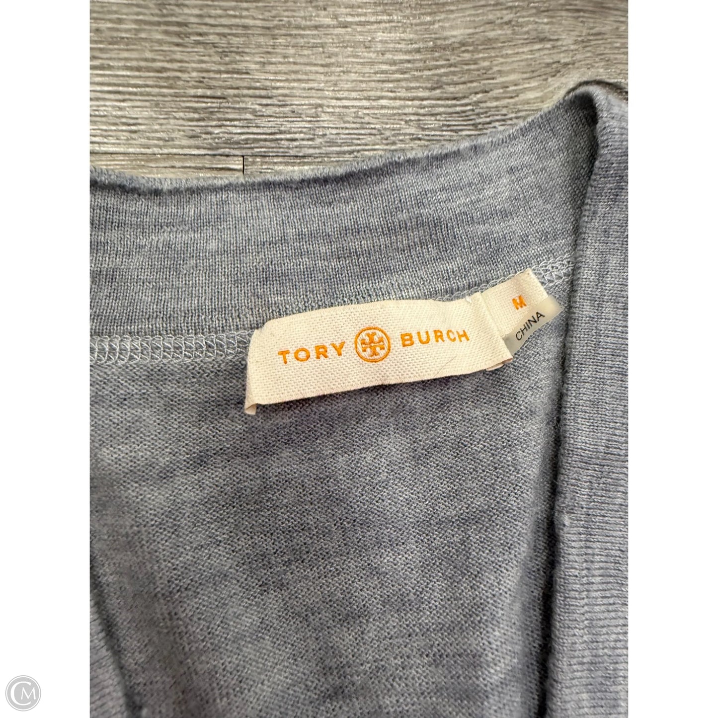 Sweater Cardigan Designer By Tory Burch In Grey, Size: M