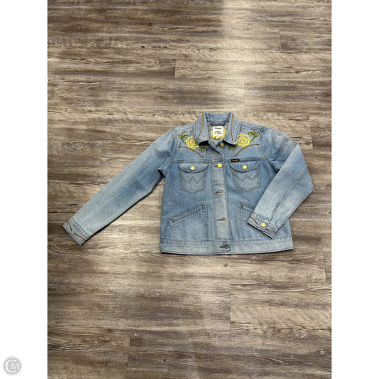 Jacket Denim By Wrangler In Blue Denim, Size: M
