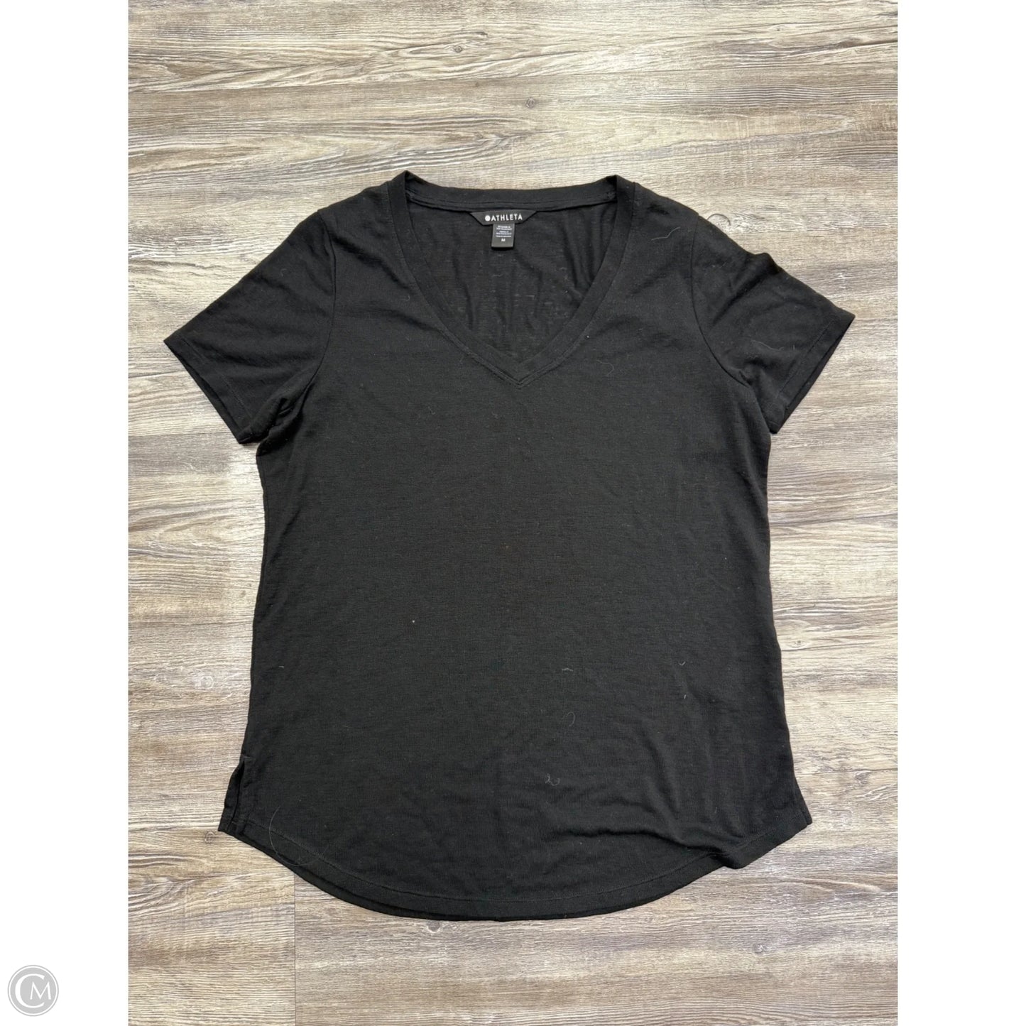 Athletic Top Short Sleeve By Athleta In Black, Size: M