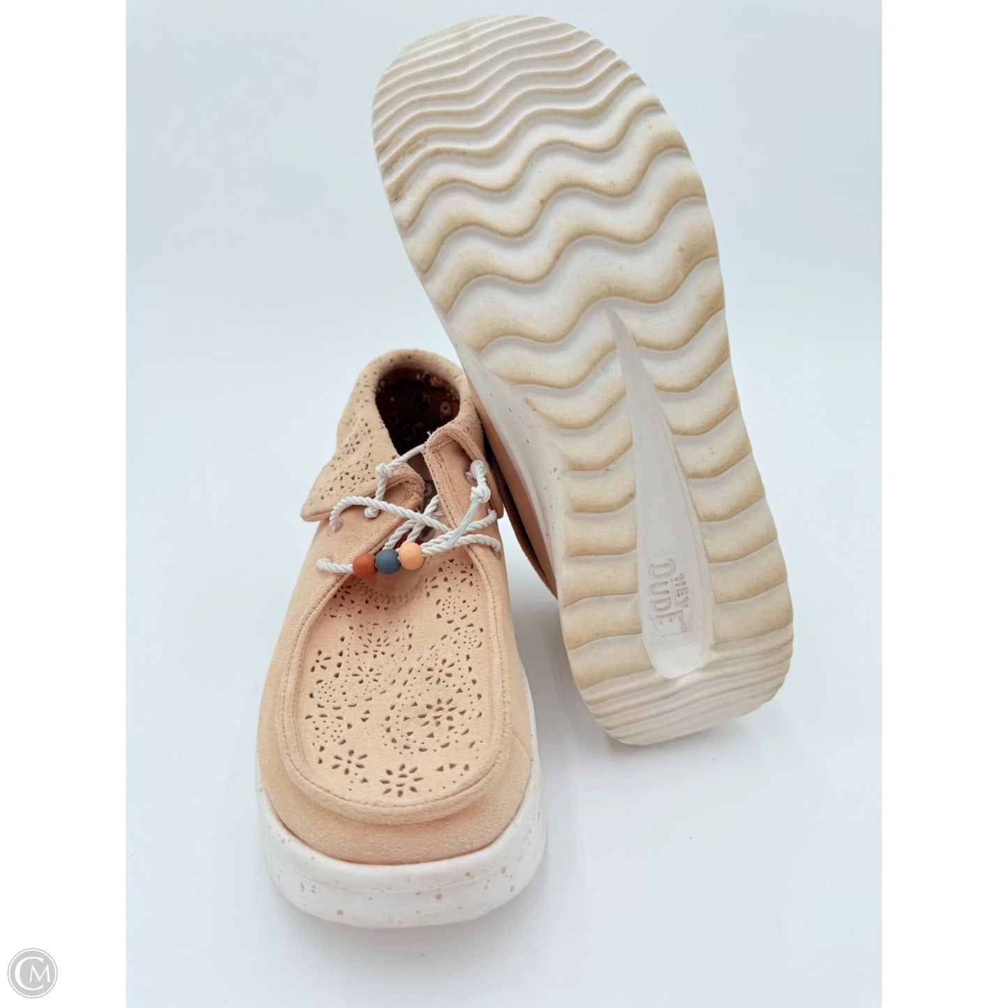 Shoes Heels Platform By Hey Dude In Tan & White, Size: 9