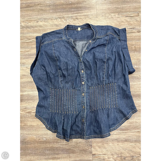 Top Short Sleeve By Pilcro In Blue Denim, Size: 1x