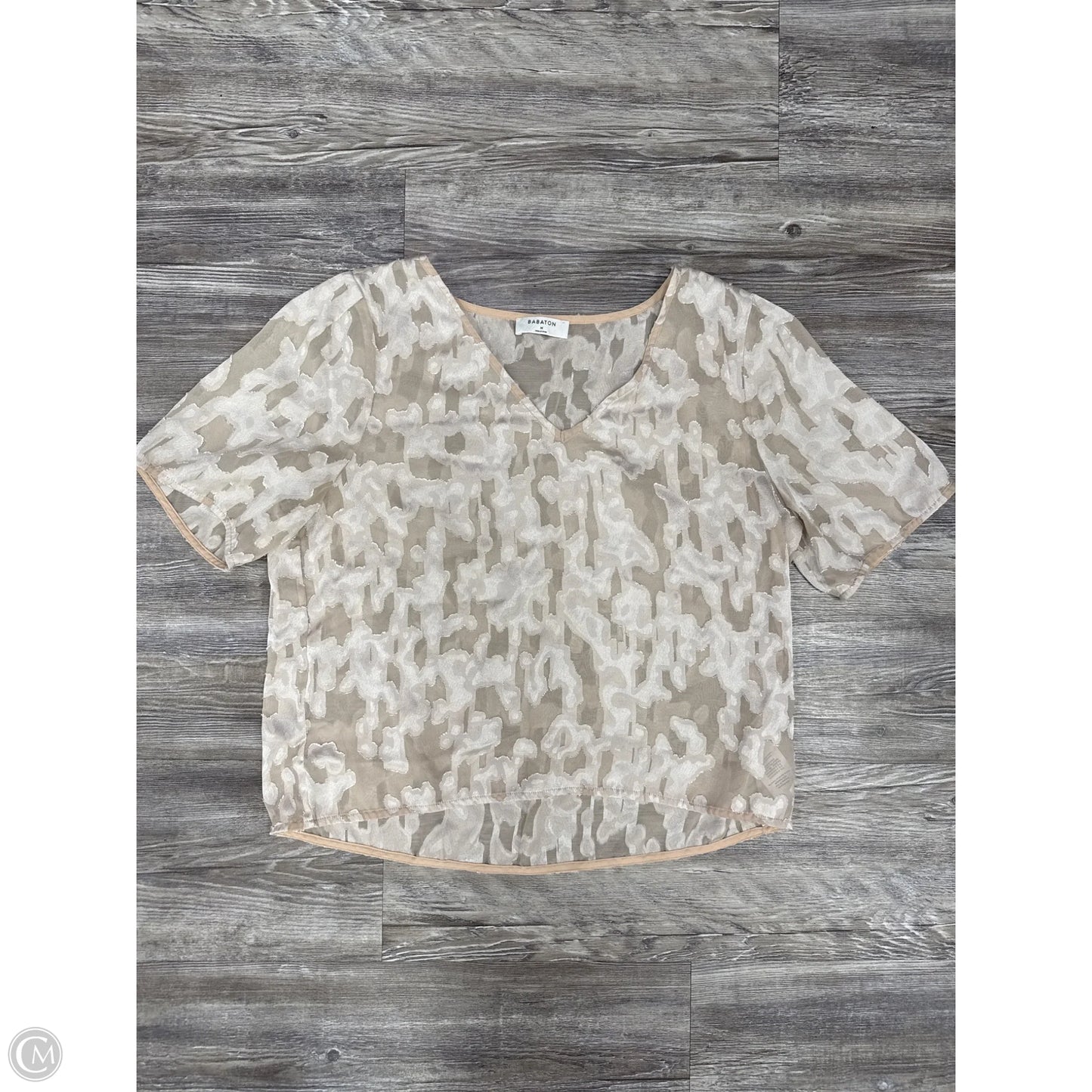 Top Short Sleeve By Babaton In Tan, Size: M