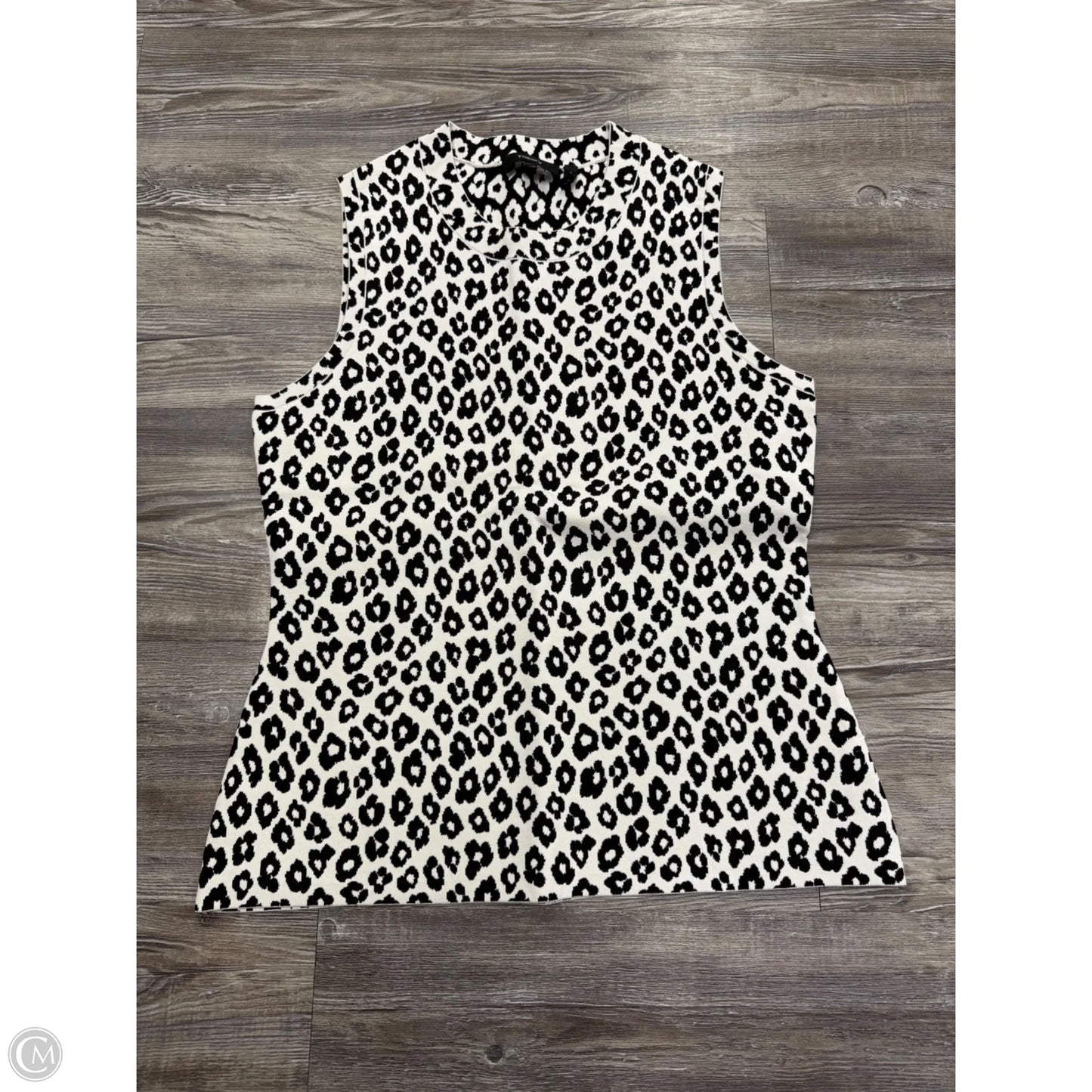 Top Sleeveless By Theory In Black & White, Size: L