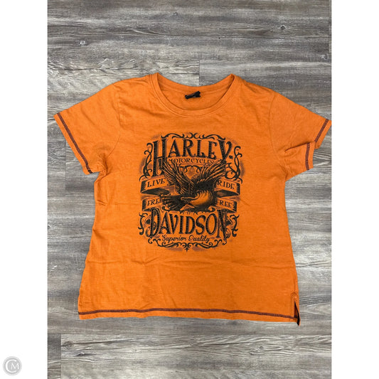 Top Short Sleeve By Harley Davidson In Orange, Size: Xl