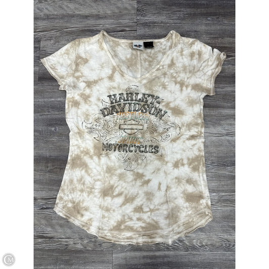 Top Short Sleeve By Harley Davidson In Tan & White, Size: Xl