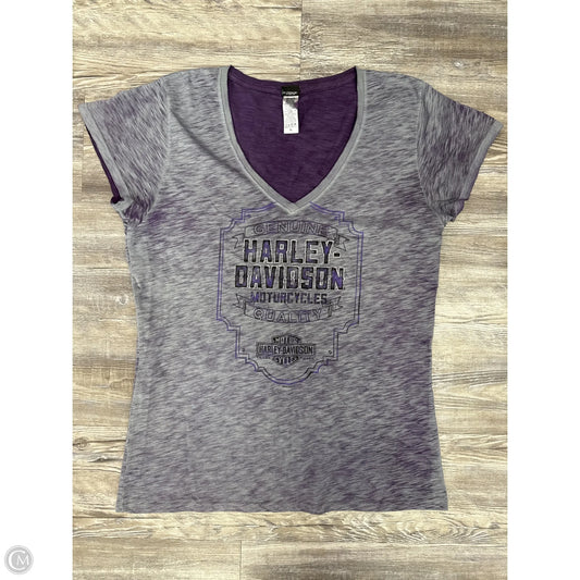 Top Short Sleeve By Harley Davidson In Grey & Purple, Size: Xl