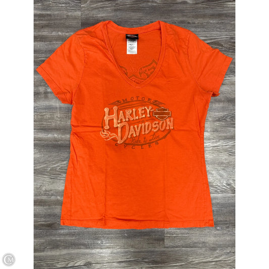 Top Short Sleeve By Harley Davidson In Orange, Size: Xl