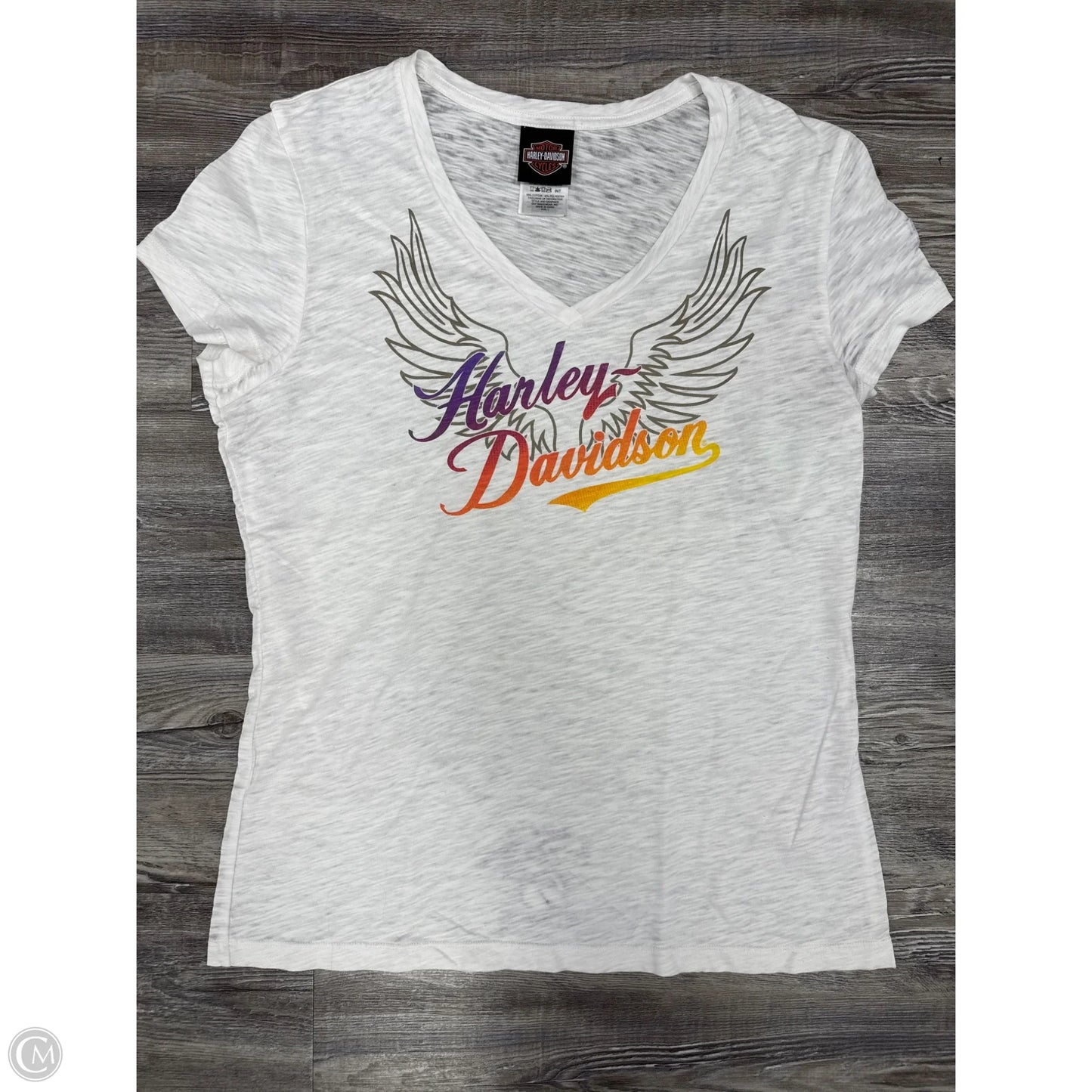 Top Short Sleeve By Harley Davidson In White, Size: L