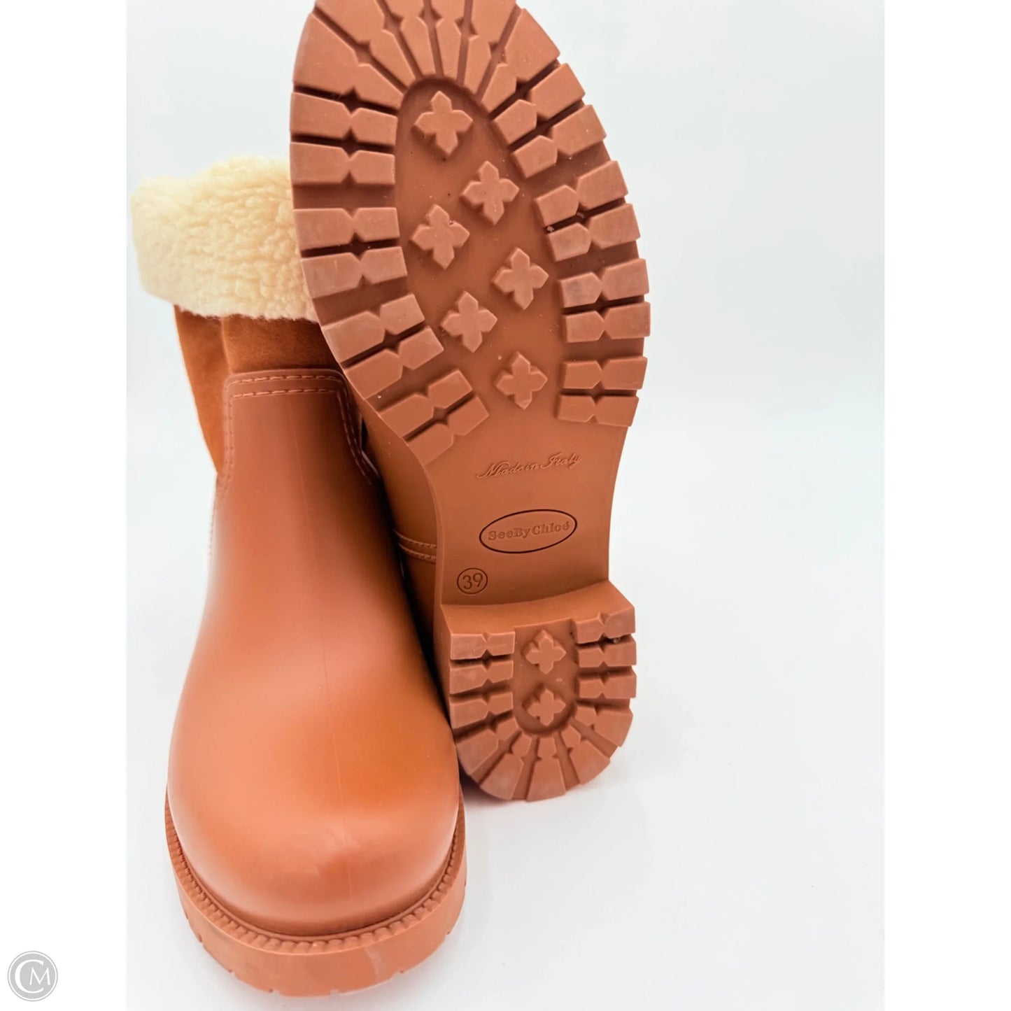 Boots Designer By See By Chloe In Tan & White, Size: 8.5