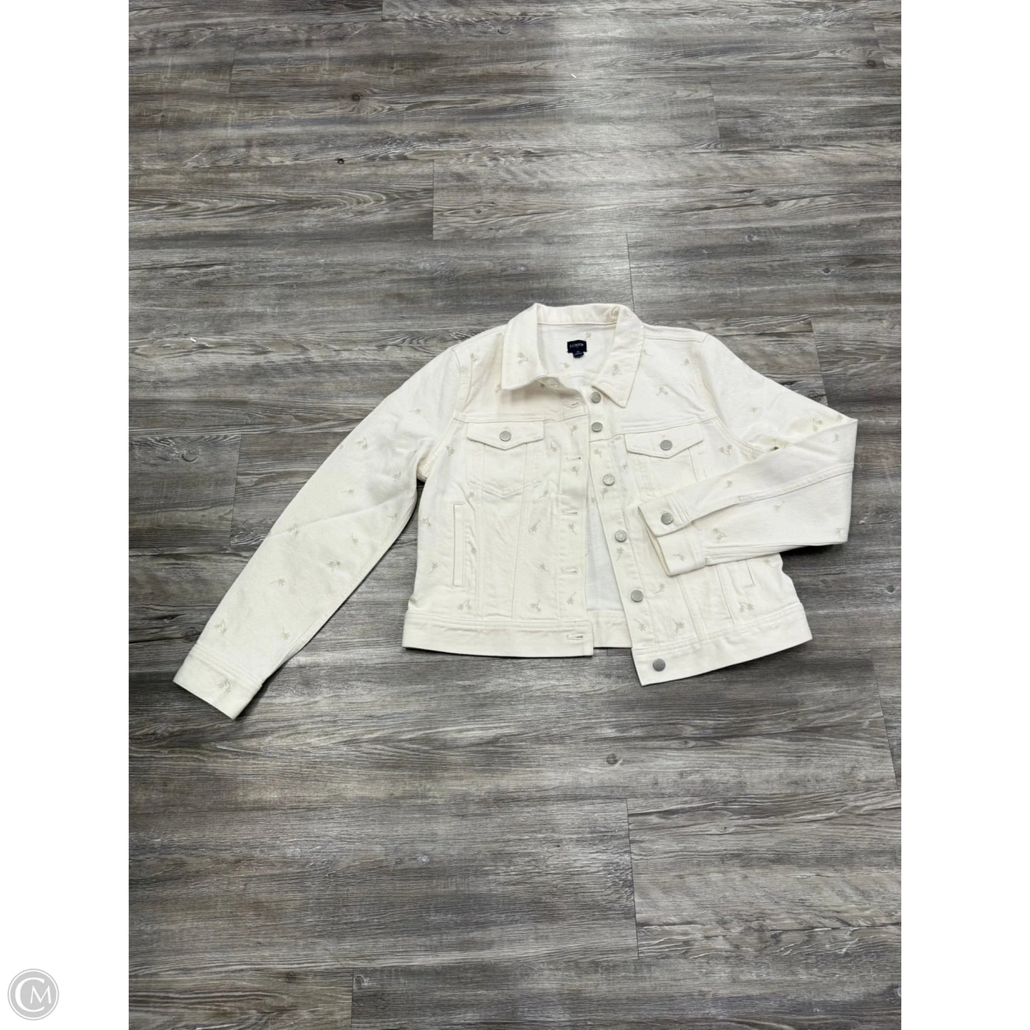 Jacket Denim By J. Crew In White Denim, Size: M