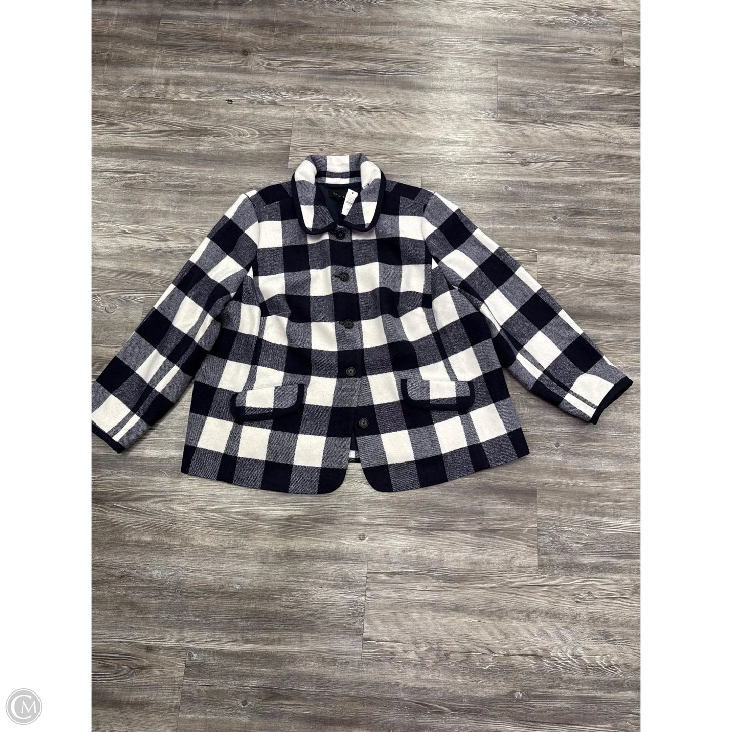 Coat Parka By Talbots In Blue & White, Size: 30
