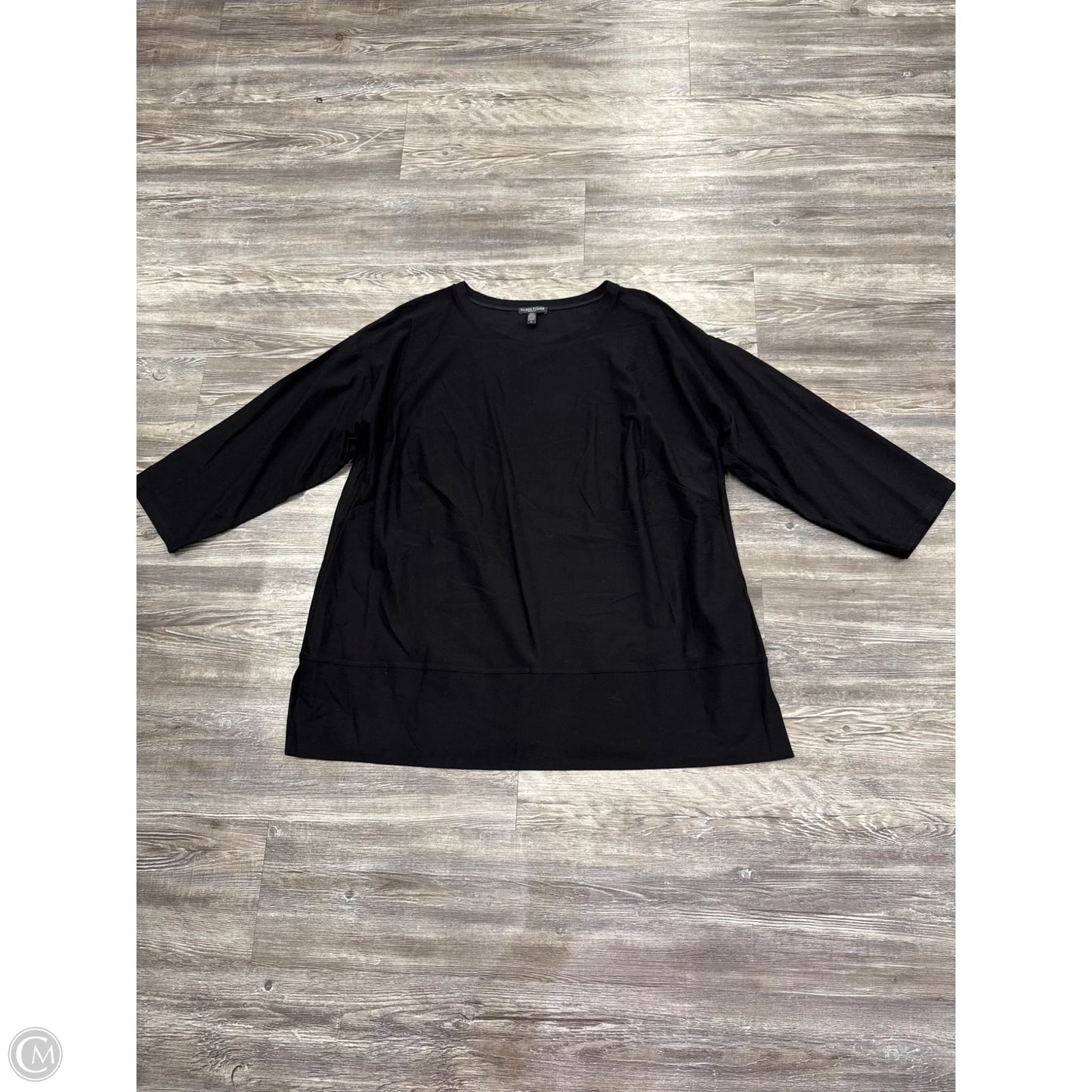 Top 3/4 Sleeve By Eileen Fisher In Black, Size: 1x