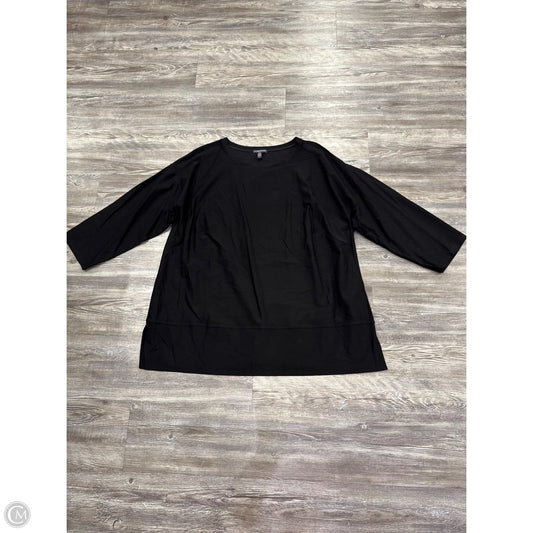 Top 3/4 Sleeve By Eileen Fisher In Black, Size: 1x