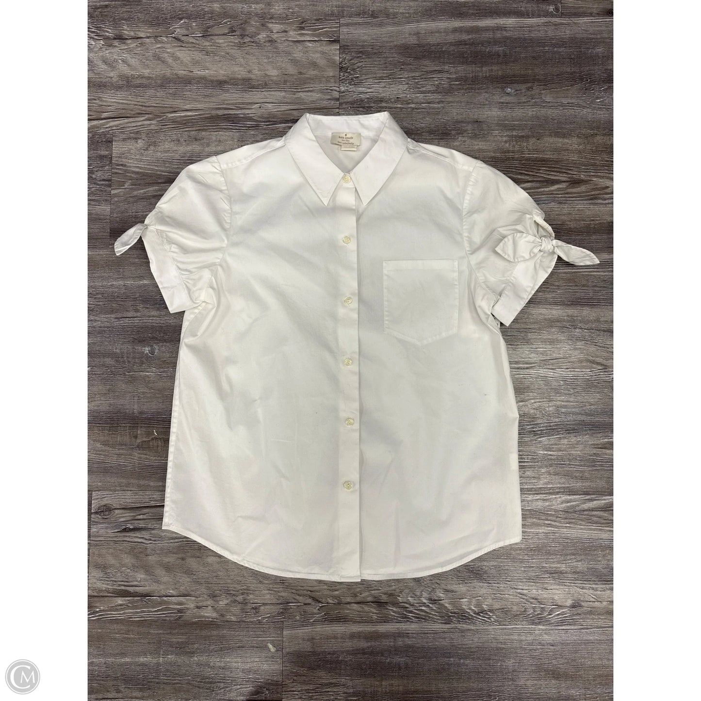 Top Short Sleeve Designer By Kate Spade In White, Size: L