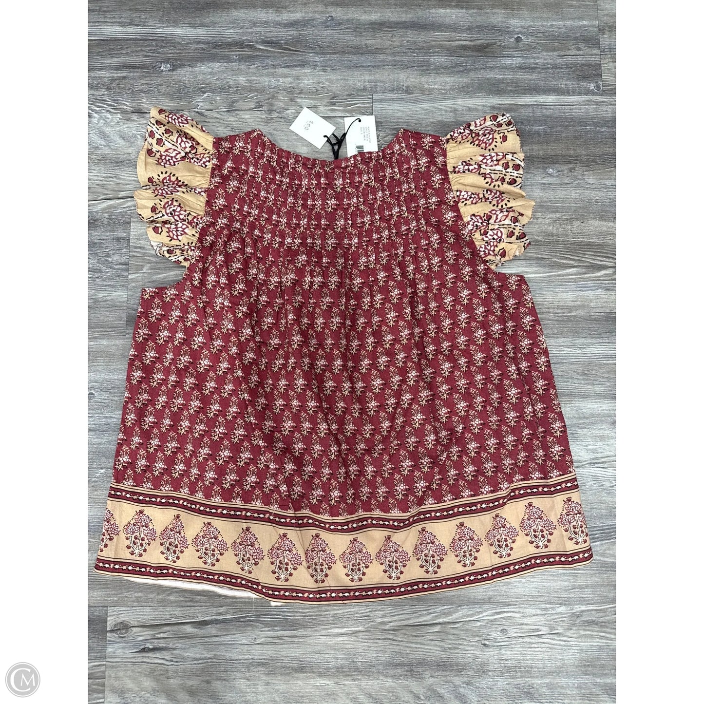 Top Short Sleeve By Cmb In Red, Size: L