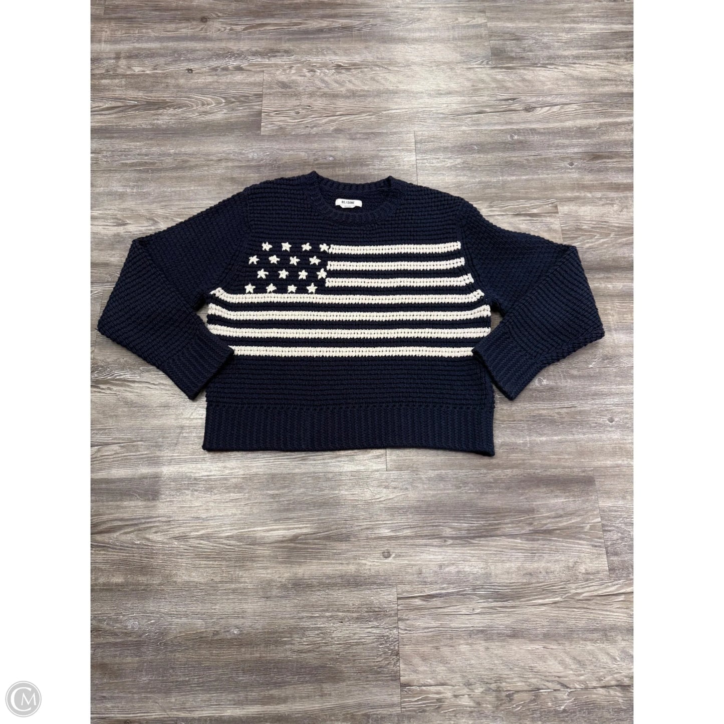 Sweater By Re/Done In Blue & White, Size: M