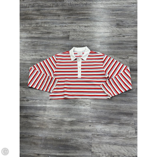 Top Long Sleeve By Reformation In Blue & Red & White, Size: L