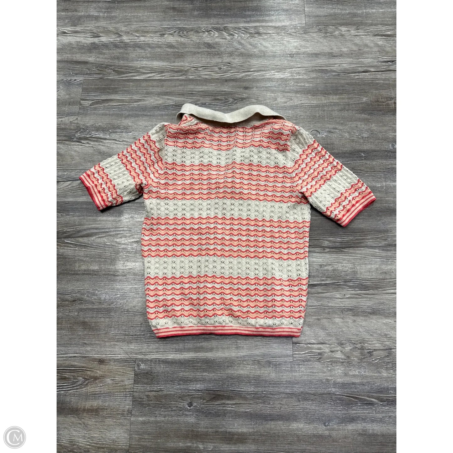 Top Short Sleeve By Marine Layer In Cream & Pink, Size: M
