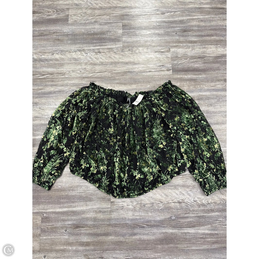 Top Long Sleeve By Anthropologie In Black & Green, Size: 2x