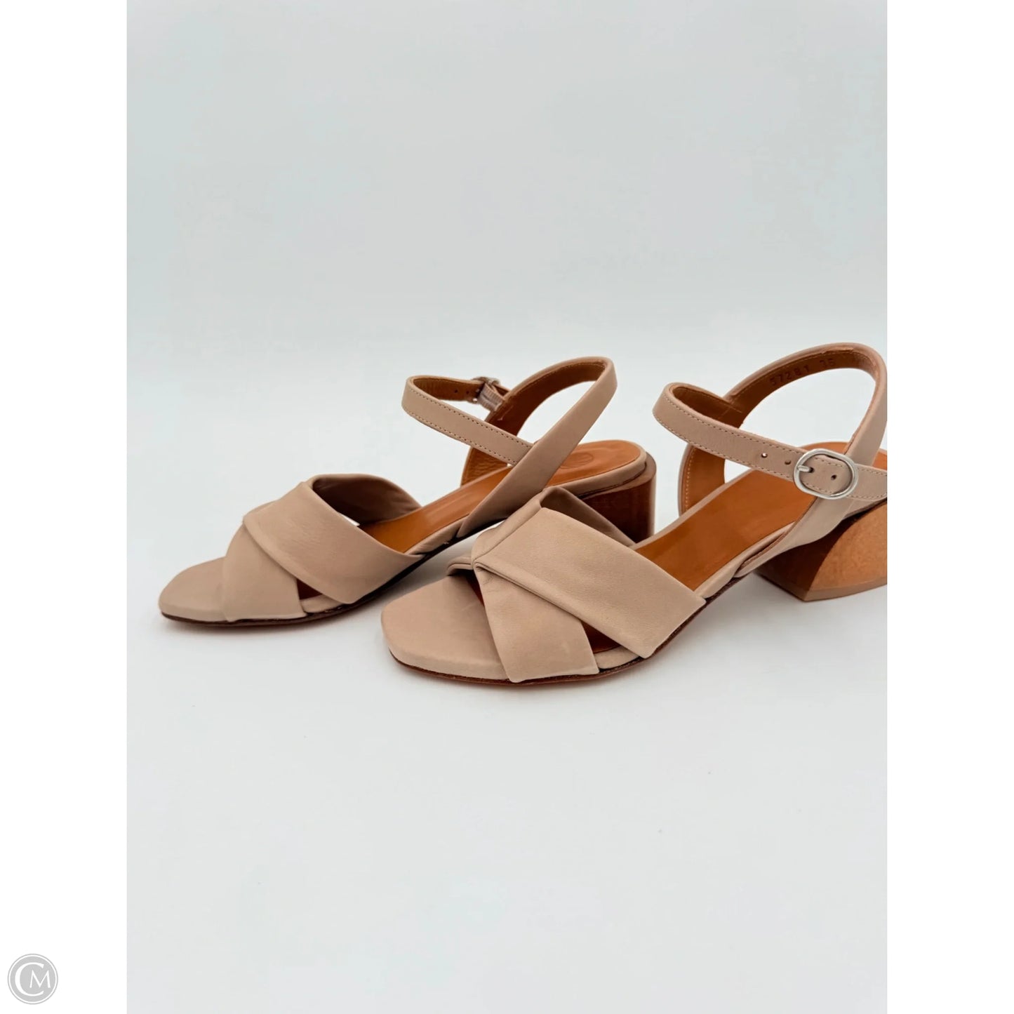 Sandals Heels Block By Coclico In Taupe, Size: 5.5
