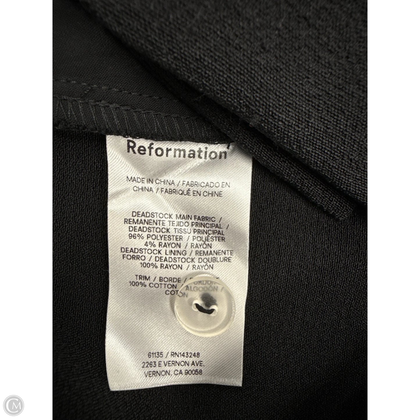 Shorts By Reformation In Black, Size: 4