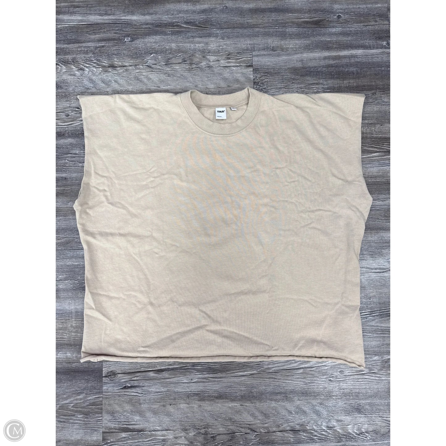 Top Short Sleeve By Tna In Tan & White, Size: S