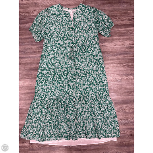 Dress Casual Maxi By Cmc In Green & White, Size: Xxl