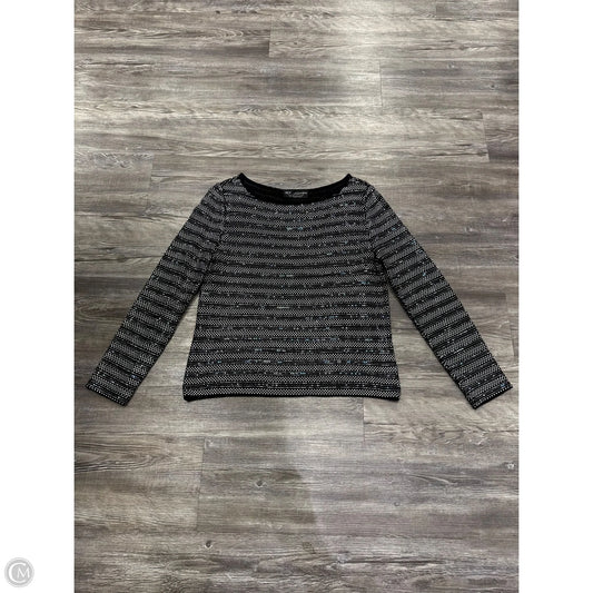 Top Long Sleeve Designer By St. John In Black & Silver, Size: S