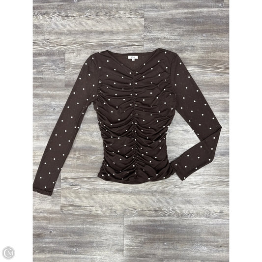 Top Long Sleeve By Rails In Brown & White, Size: M