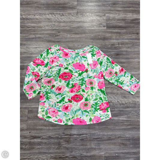 Top 3/4 Sleeve Designer By Lilly Pulitzer In Floral Print, Size: Xl