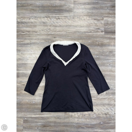 Top 3/4 Sleeve By Cma In Blue & White, Size: M