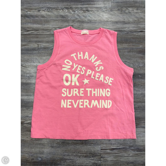 Top Sleeveless Designer By Mother In Pink & White, Size: S
