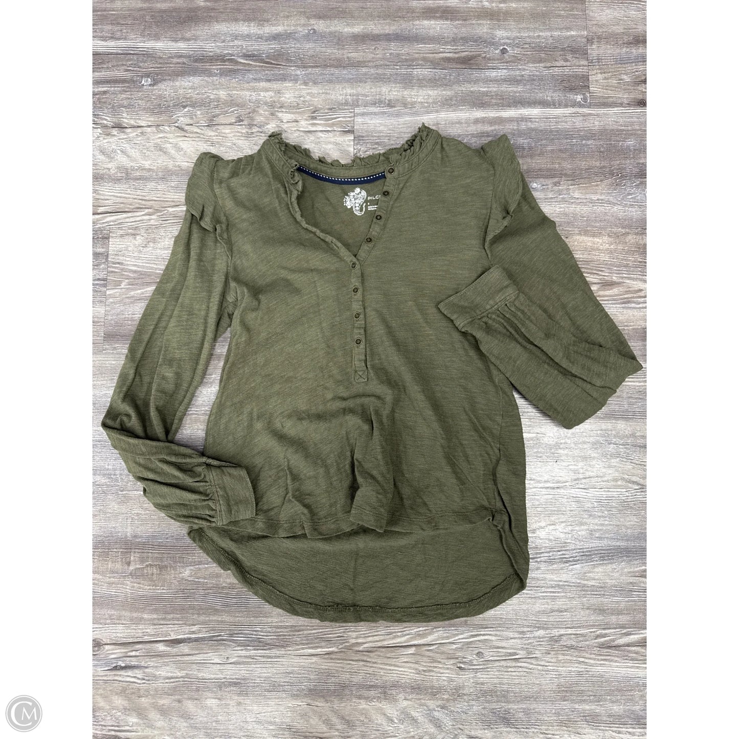 Top Long Sleeve By Pilcro In Green, Size: S