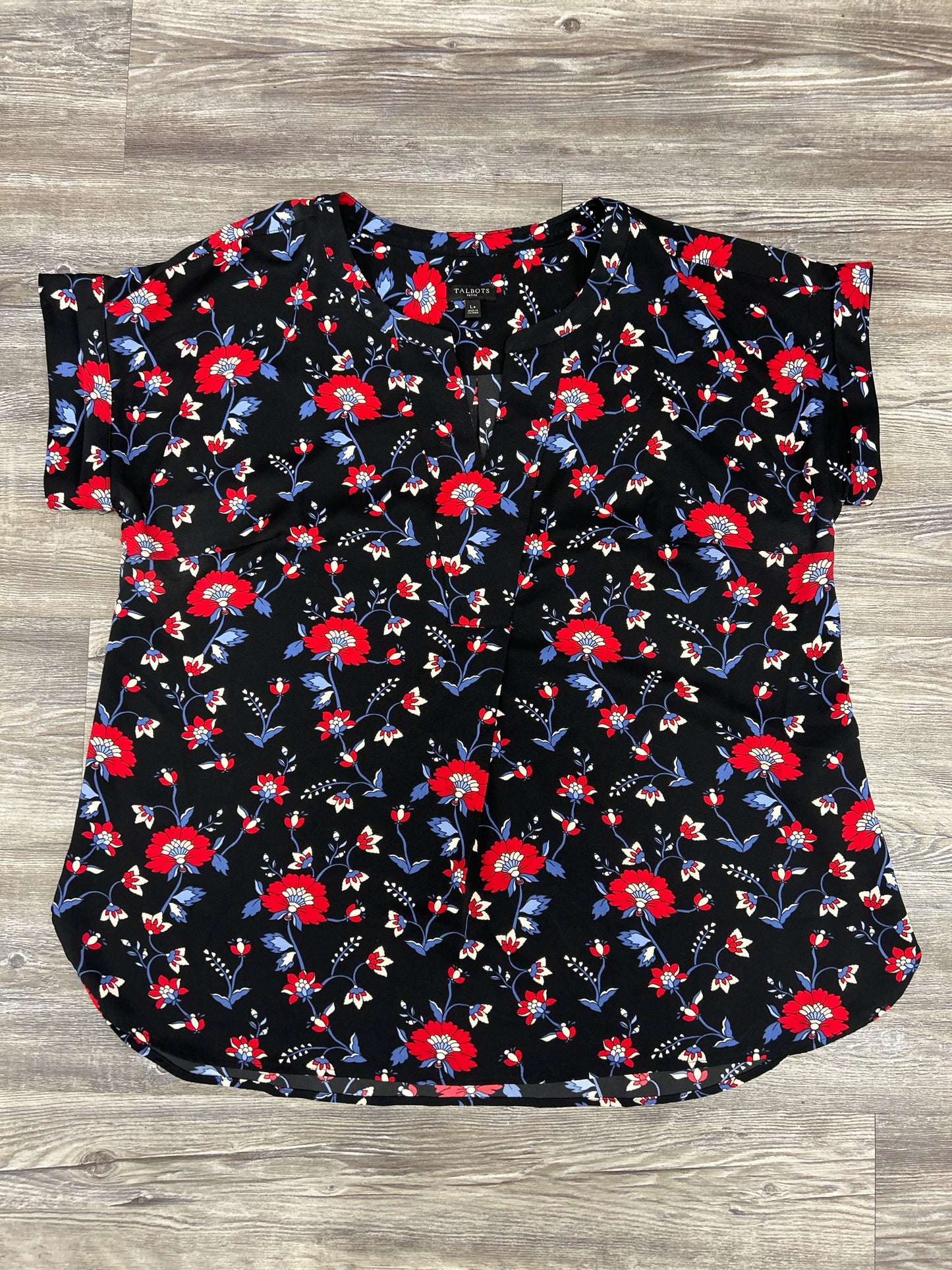 Top Short Sleeve By Talbots In Floral Print, Size: Lp