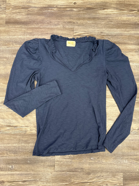 Top Long Sleeve By Nation In Blue, Size: Xs