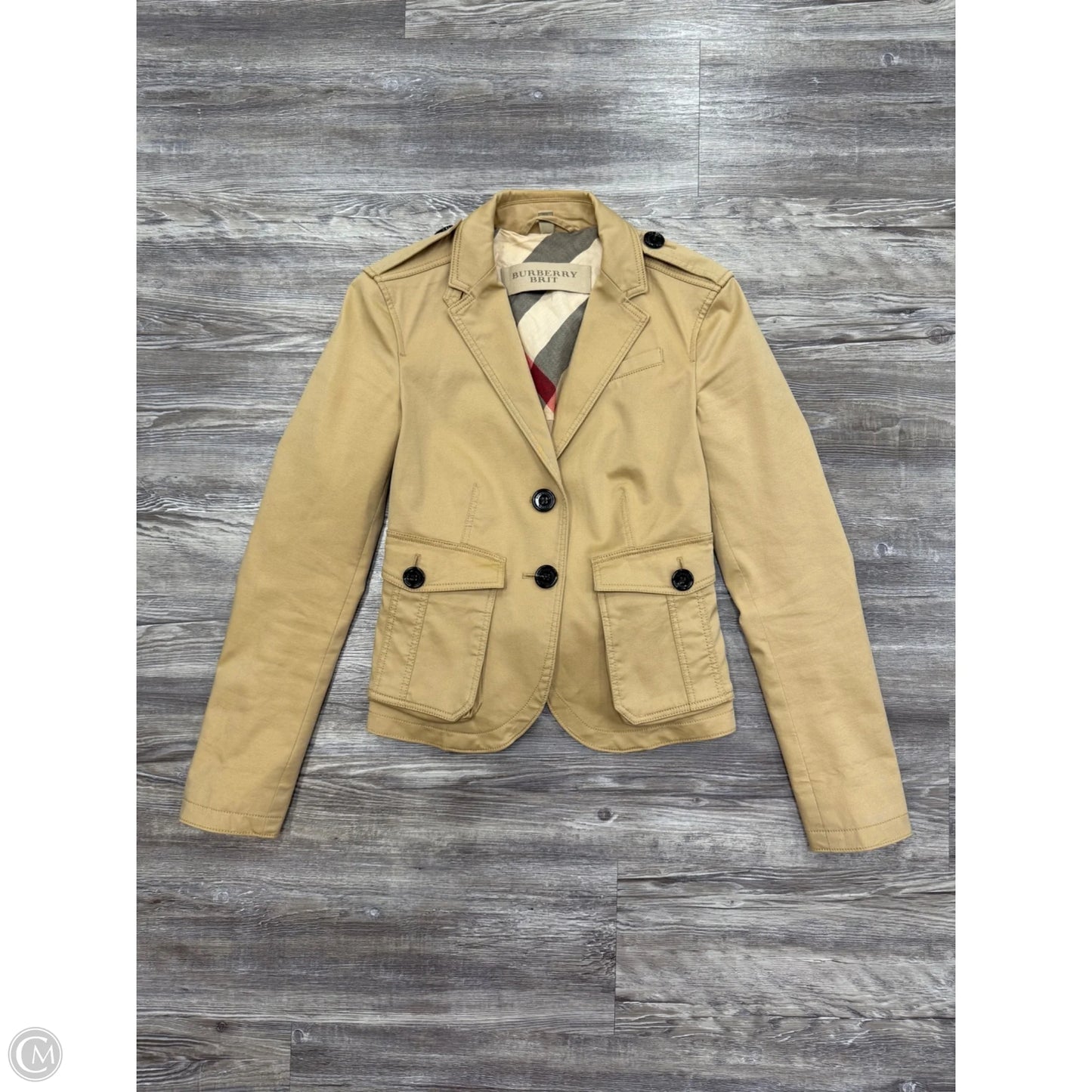 Jacket Luxury Designer By Burberry In Tan, Size: 2