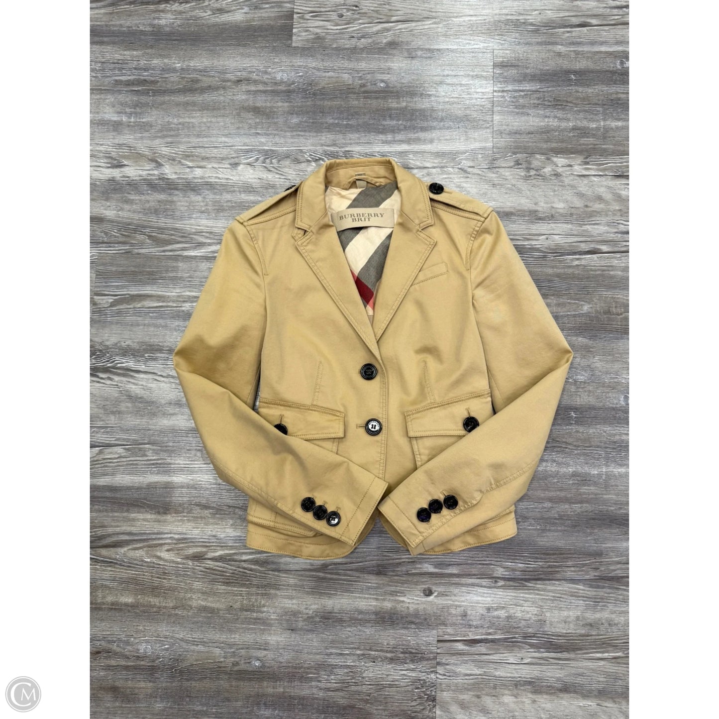 Jacket Luxury Designer By Burberry In Tan, Size: 2