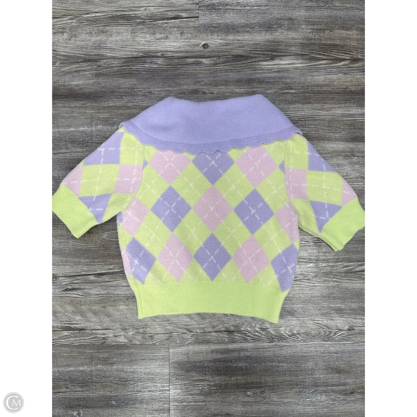 Sweater Short Sleeve By Zara In Green & Purple, Size: S