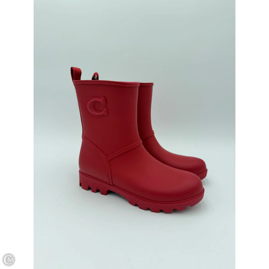 Boots Designer By Coach In Red, Size: 7