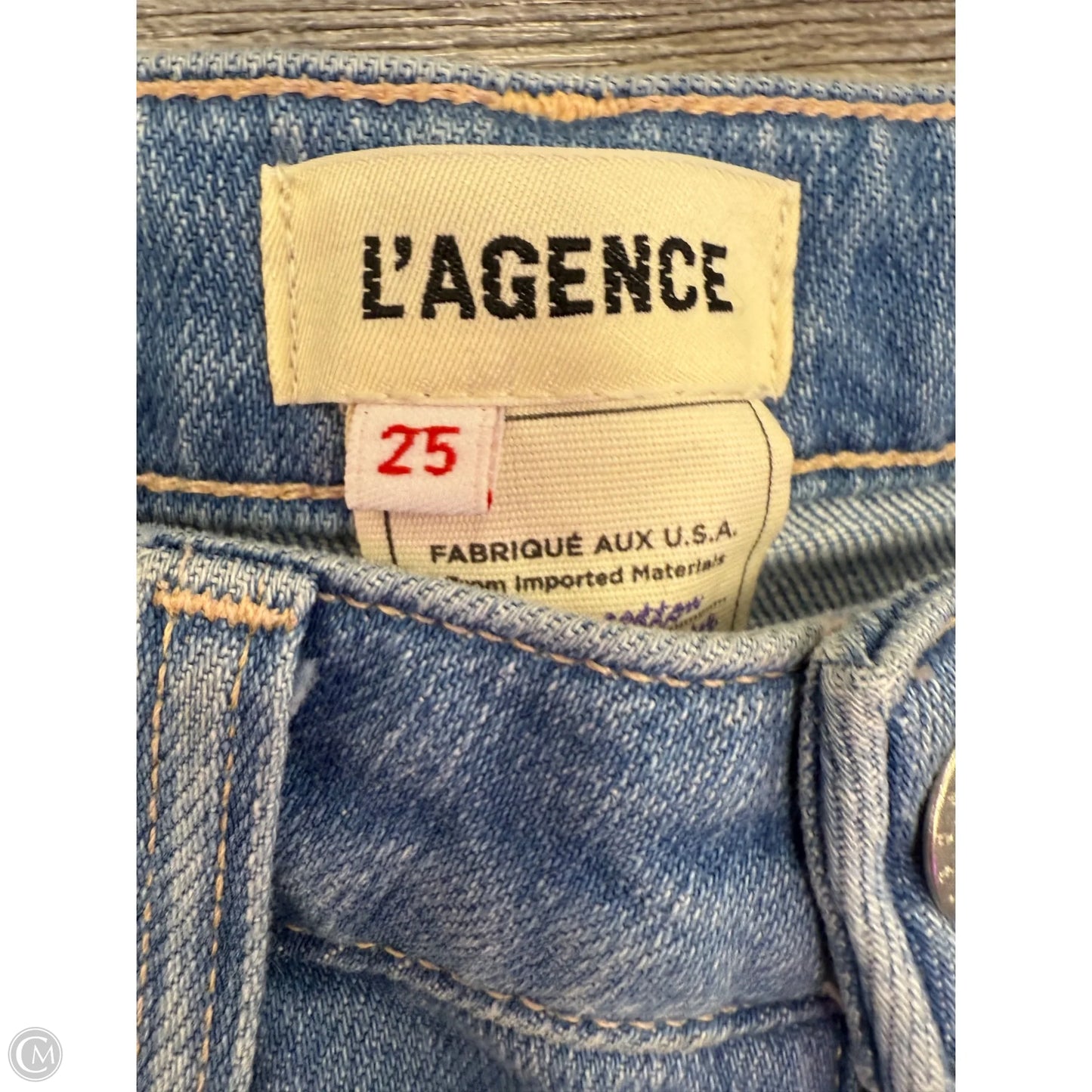 Jeans Wide Leg By L Agence In Blue Denim, Size: 0