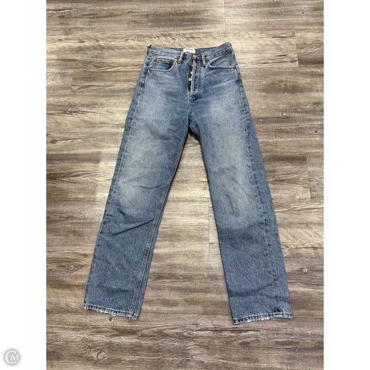 Jeans Straight By Agolde In Blue Denim, Size: 0p