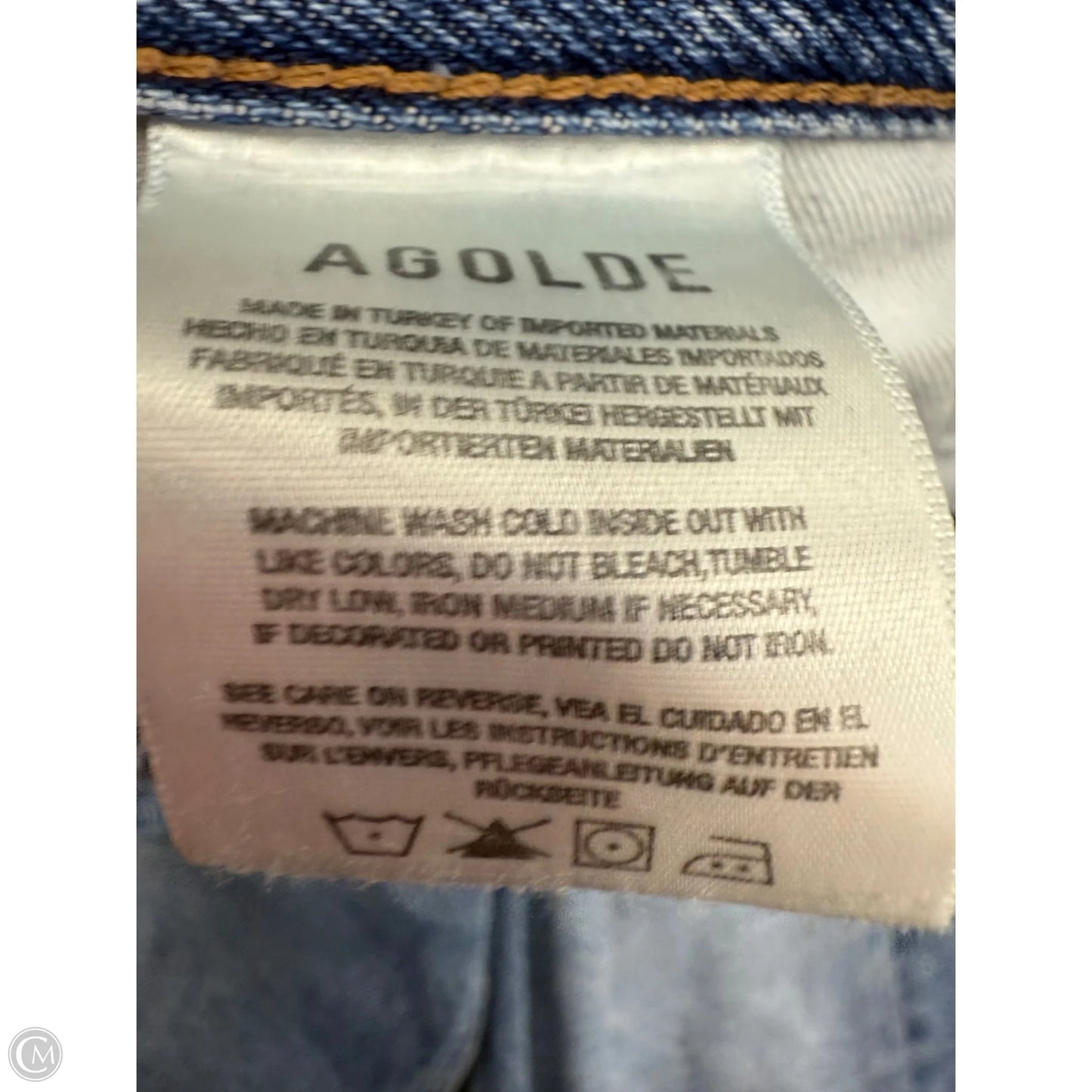 Jeans Straight By Agolde In Blue Denim, Size: 0p