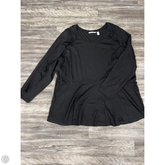 Top Long Sleeve By Isaac Mizrahi Live Qvc In Black, Size: 3x