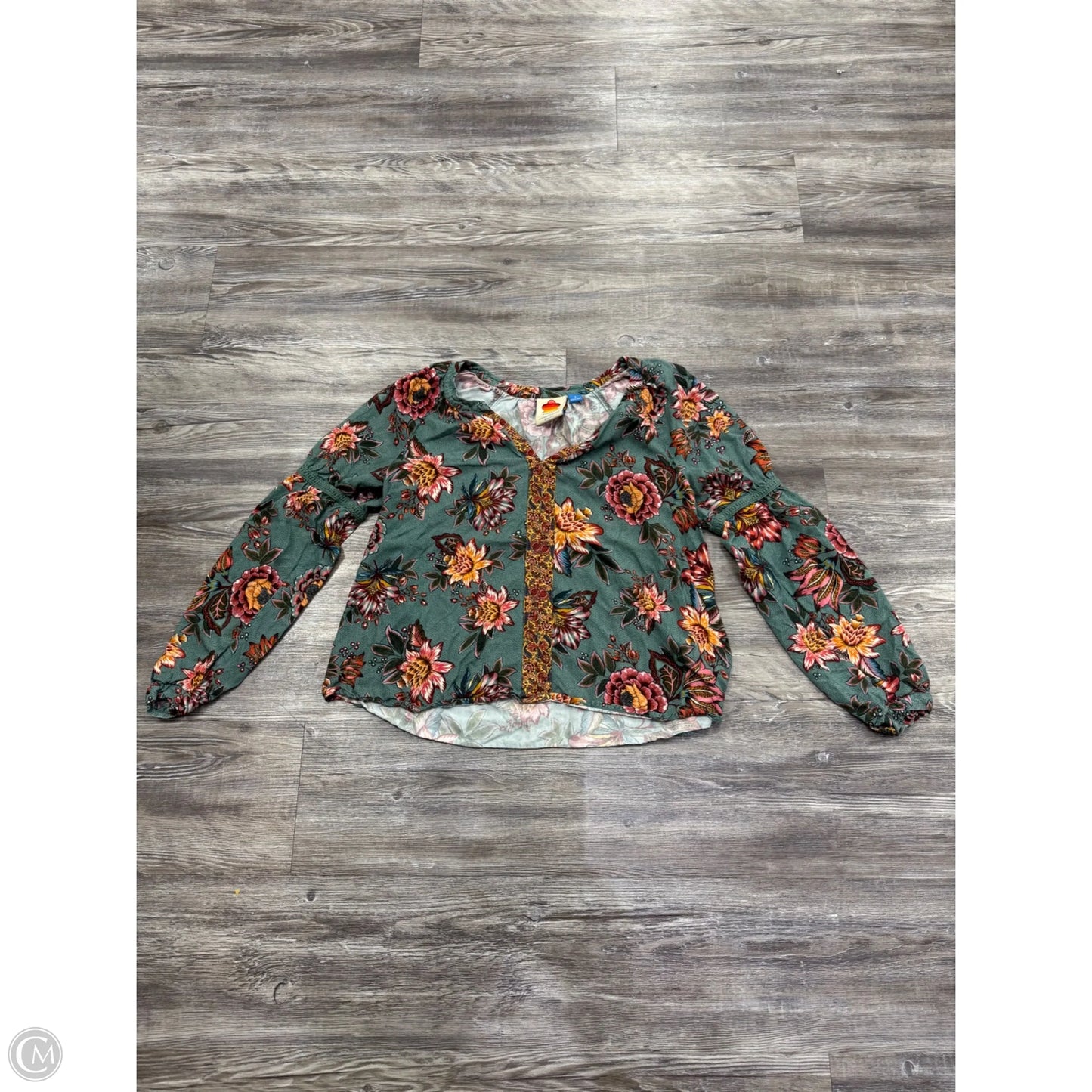 Top Long Sleeve By Farm Rio In Floral Print, Size: S