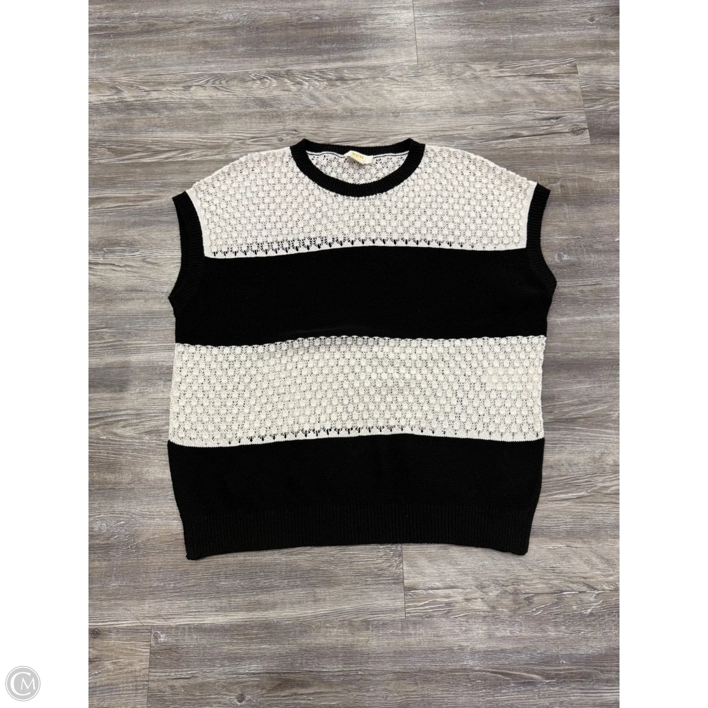 Sweater Short Sleeve By Maeve In Black & White, Size: M