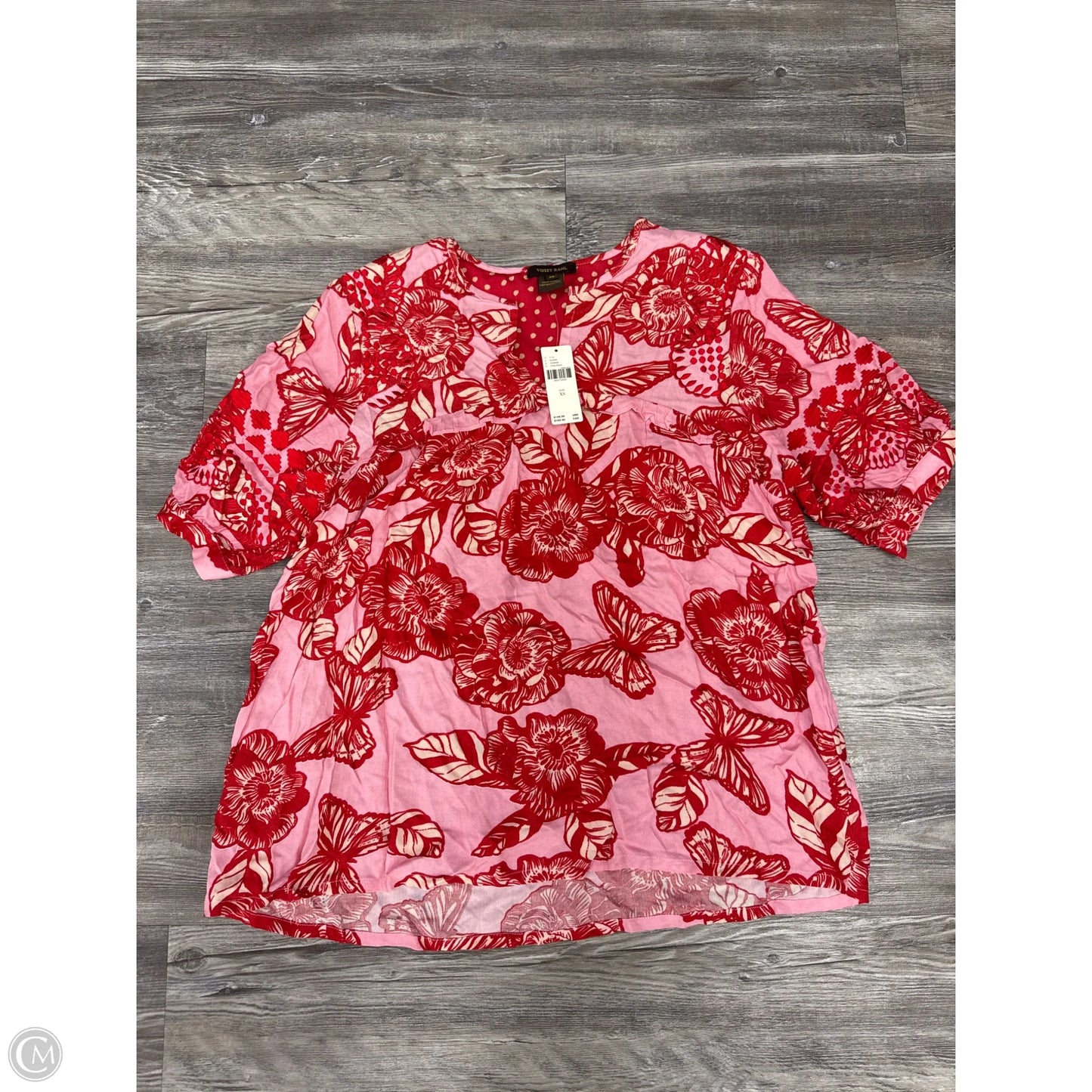 Top Short Sleeve By Vineet Bahl In Pink & Red, Size: Xs