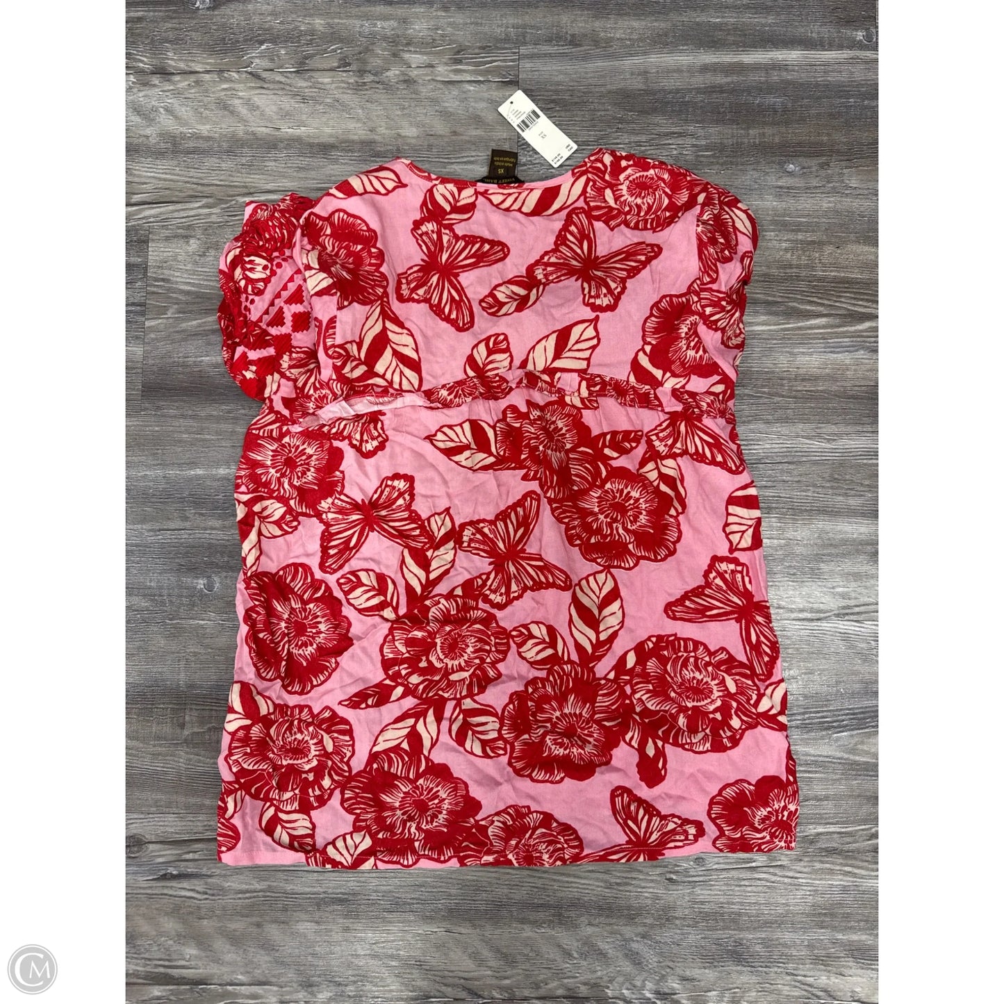 Top Short Sleeve By Vineet Bahl In Pink & Red, Size: Xs