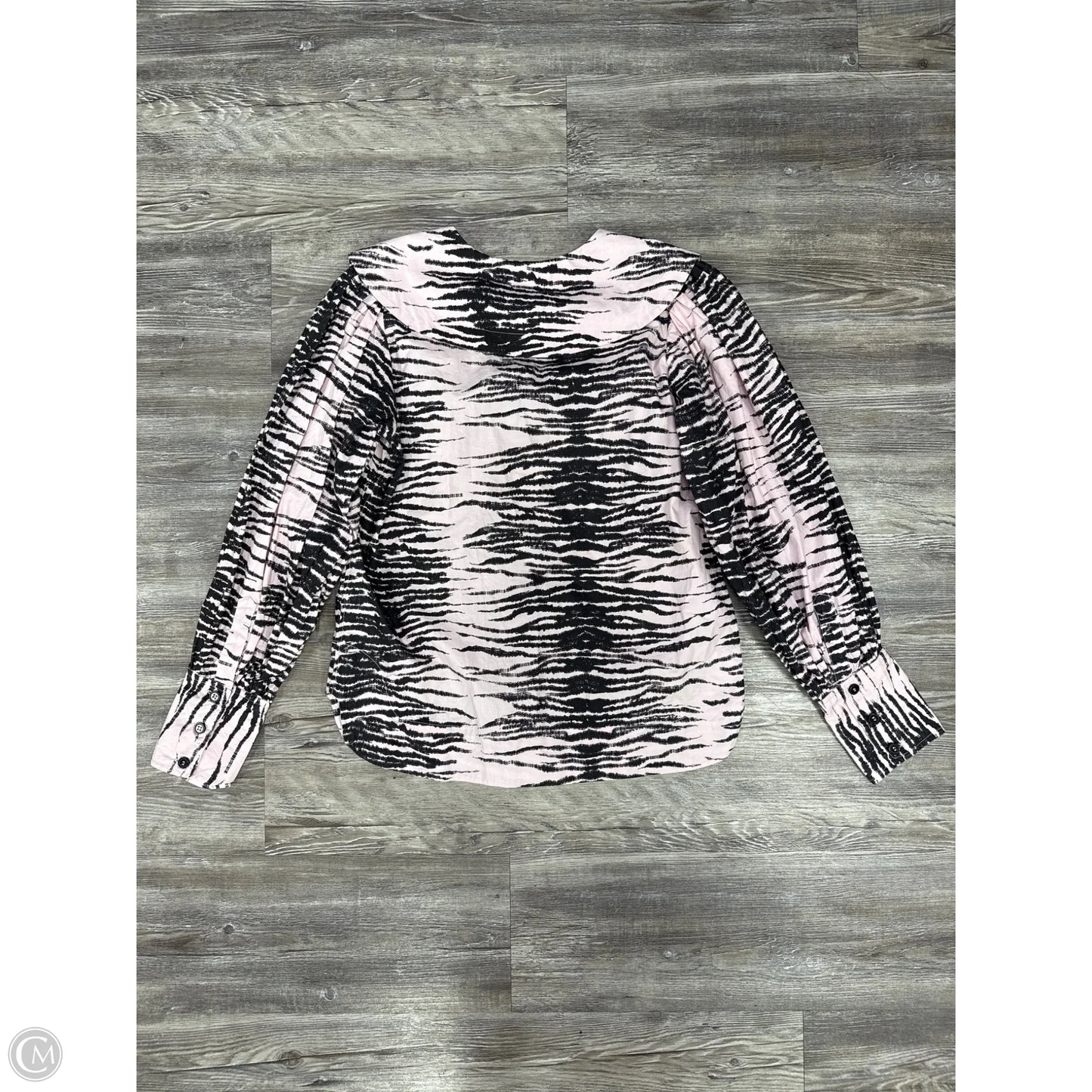 Top Long Sleeve By Ganni In Black & Pink, Size: 2